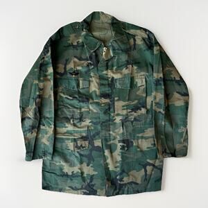Vintage Military Jacket Large Multicolor ERDL Camouflage 70s Vietnam USA